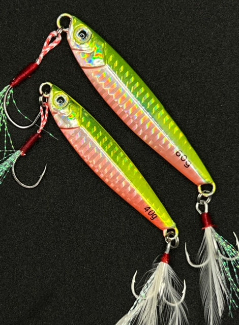 Johnny Jigs - Long Casting Jig - Green/Pink