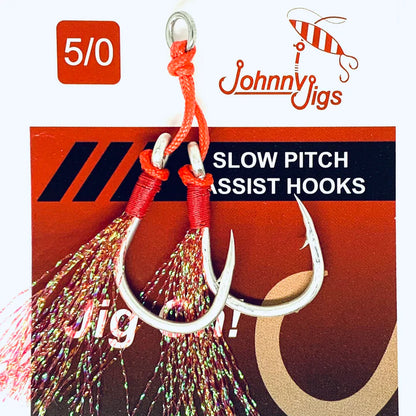 Johnny Jigs - Red Feathered Twin Assist Hooks