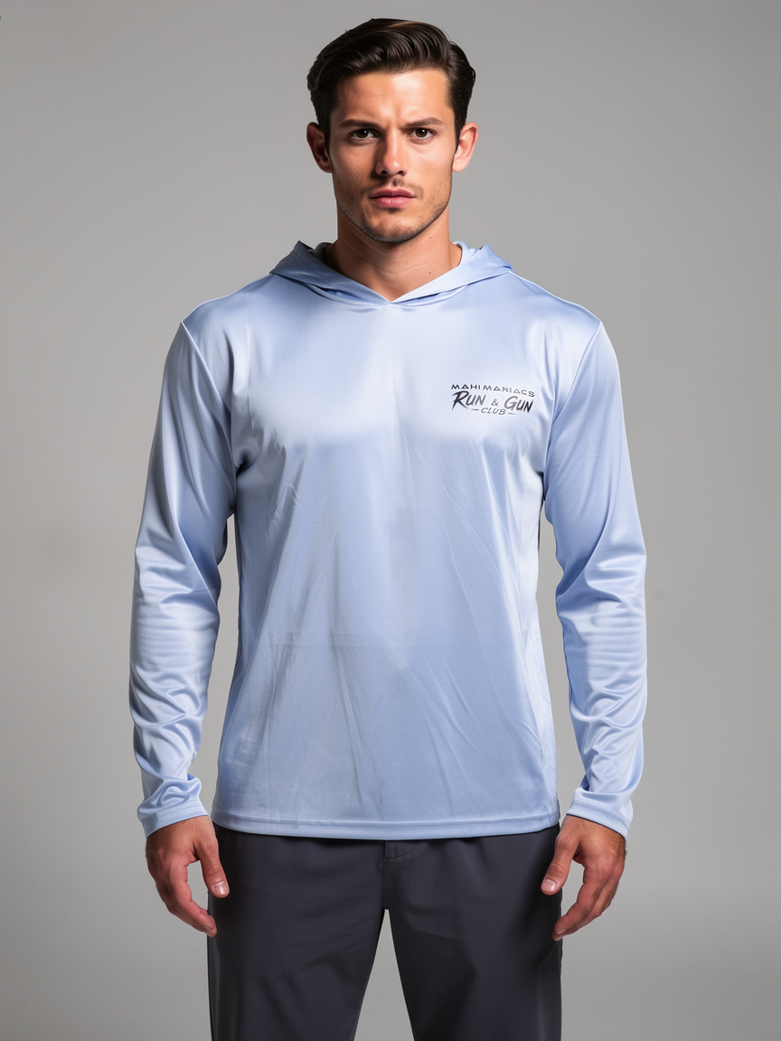 Mahi Maniacs - UPF-50 Performance Hoodie - Run & Gun Club Light Blue