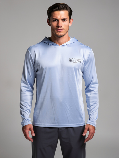 Mahi Maniacs - UPF-50 Performance Hoodie - Run & Gun Club Light Blue