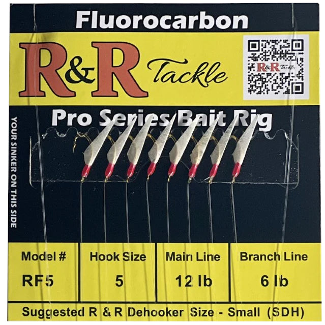 R&R Tackle - RF5 BAIT RIGS - 8 (SIZE 5) HOOKS WITH FISH SKIN & RED HEADS